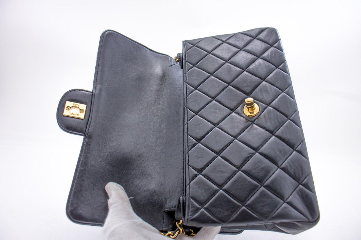 CHANEL Double Faces W Sided Chain Shoulder Bag Black Flap Quilted 16
