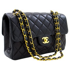 Vintage CHANEL Double Faces W Sided Chain Shoulder Bag Black Flap Quilted