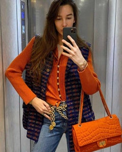 CHANEL Double Flap 2.55 Handbag in Coral Jersey Fabric