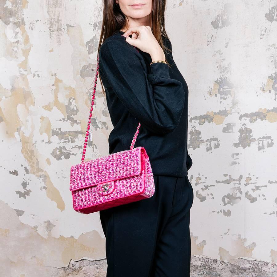 Chanel Iridescent Fuchsia Smooth Lambskin and Embroidered Double Flap ...