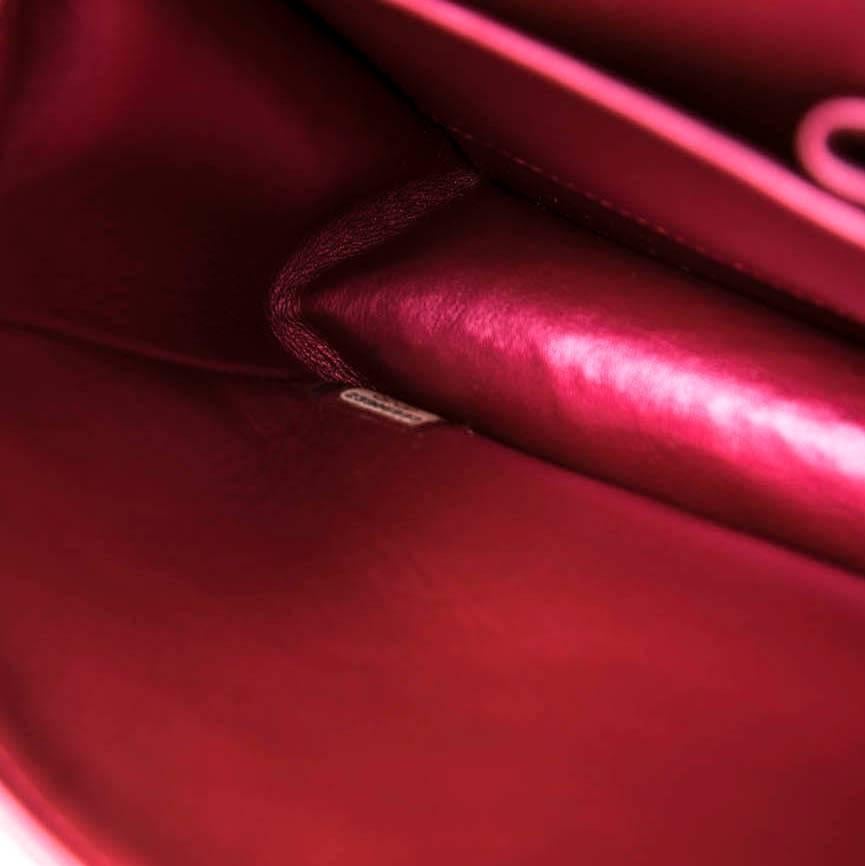 Chanel Iridescent Fuchsia Smooth Lambskin and Embroidered Double Flap Bag 1