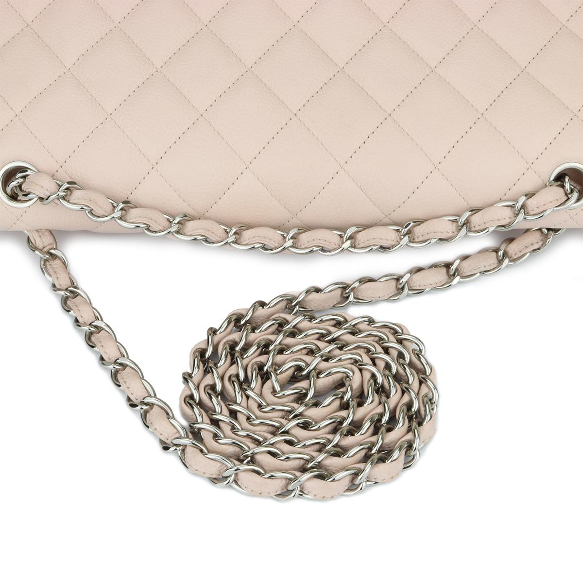 CHANEL Double Flap Jumbo Bag Baby Pink Caviar with Silver Hardware 2014 4