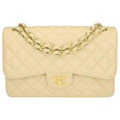 CHANEL Double Flap Jumbo Bag Beige Caviar with Gold Hardware 2013