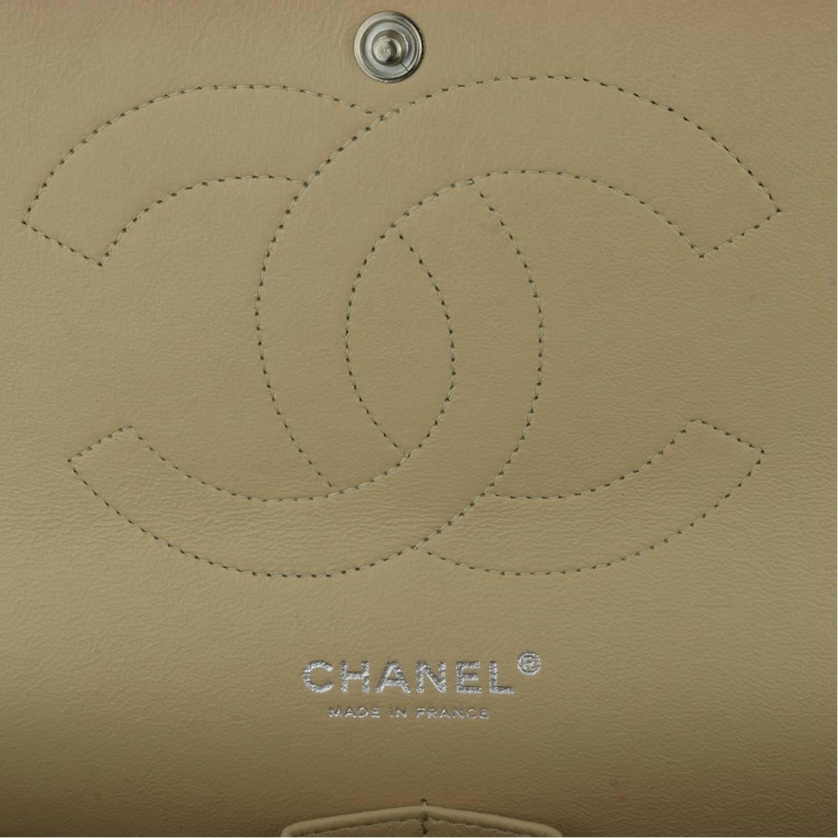 CHANEL Double Flap Jumbo Bag Beige Clair Caviar with Silver Hardware 2013 12