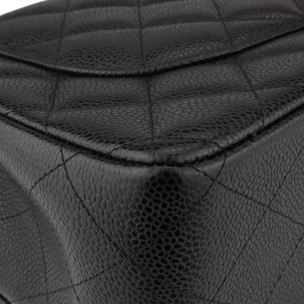 CHANEL Double Flap Jumbo Bag Black Caviar with Gold Hardware 2015 6