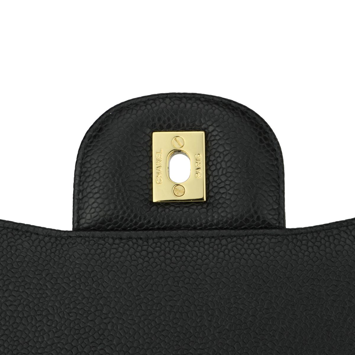 CHANEL Double Flap Jumbo Bag Black Caviar with Gold Hardware 2015 10