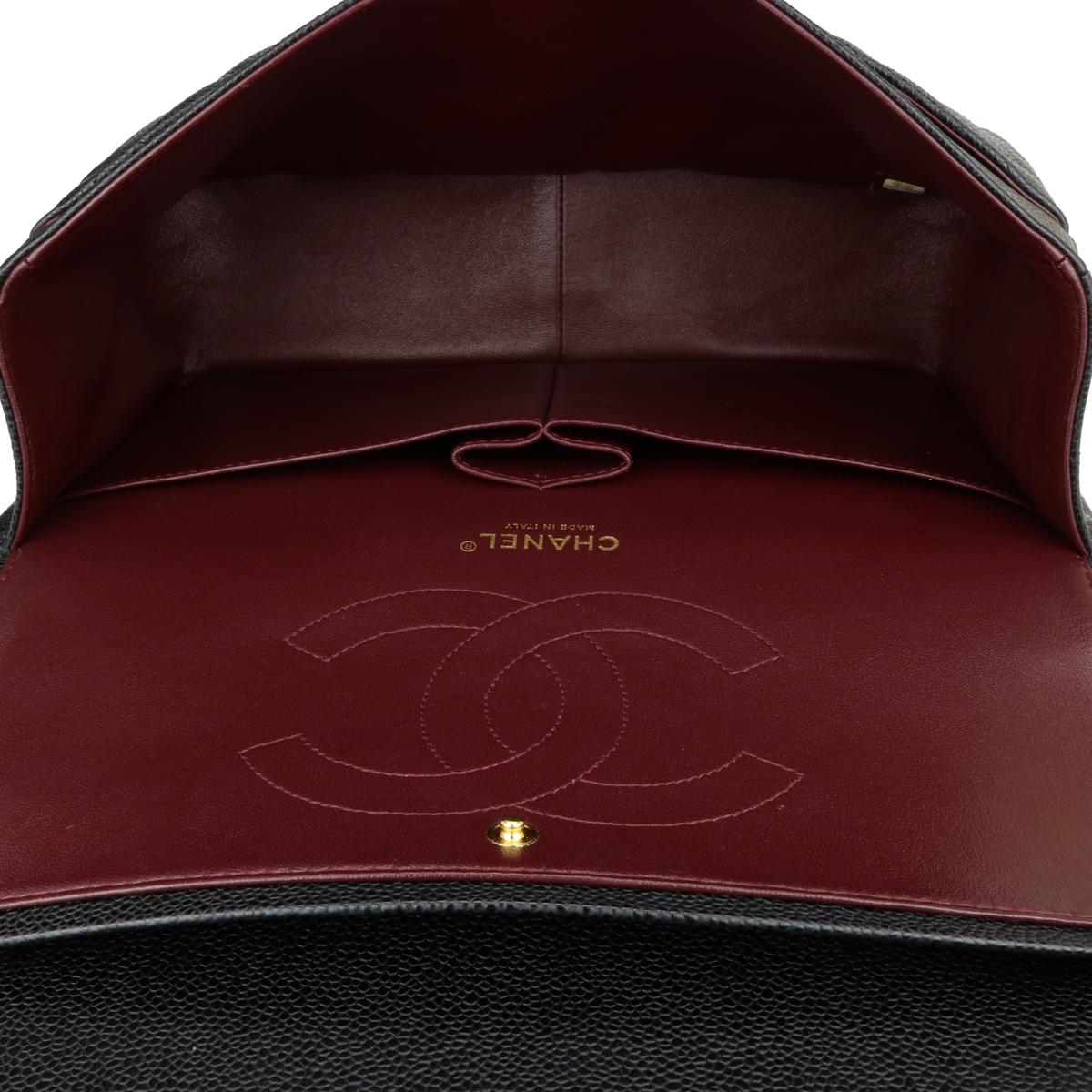 CHANEL Double Flap Jumbo Bag Black Caviar with Gold Hardware 2015 12