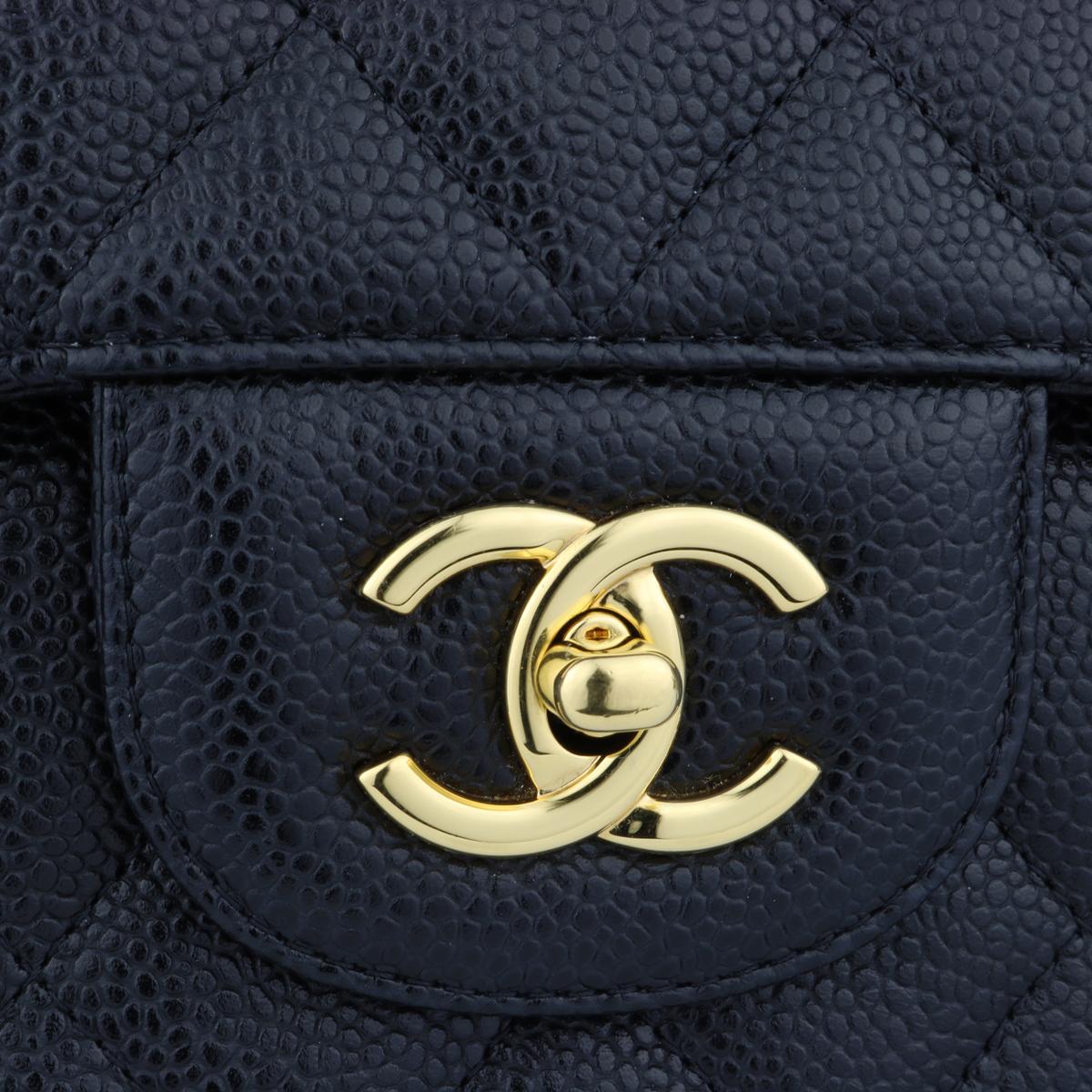 Women's or Men's CHANEL Double Flap Jumbo Bag Black Caviar with Gold Hardware 2015