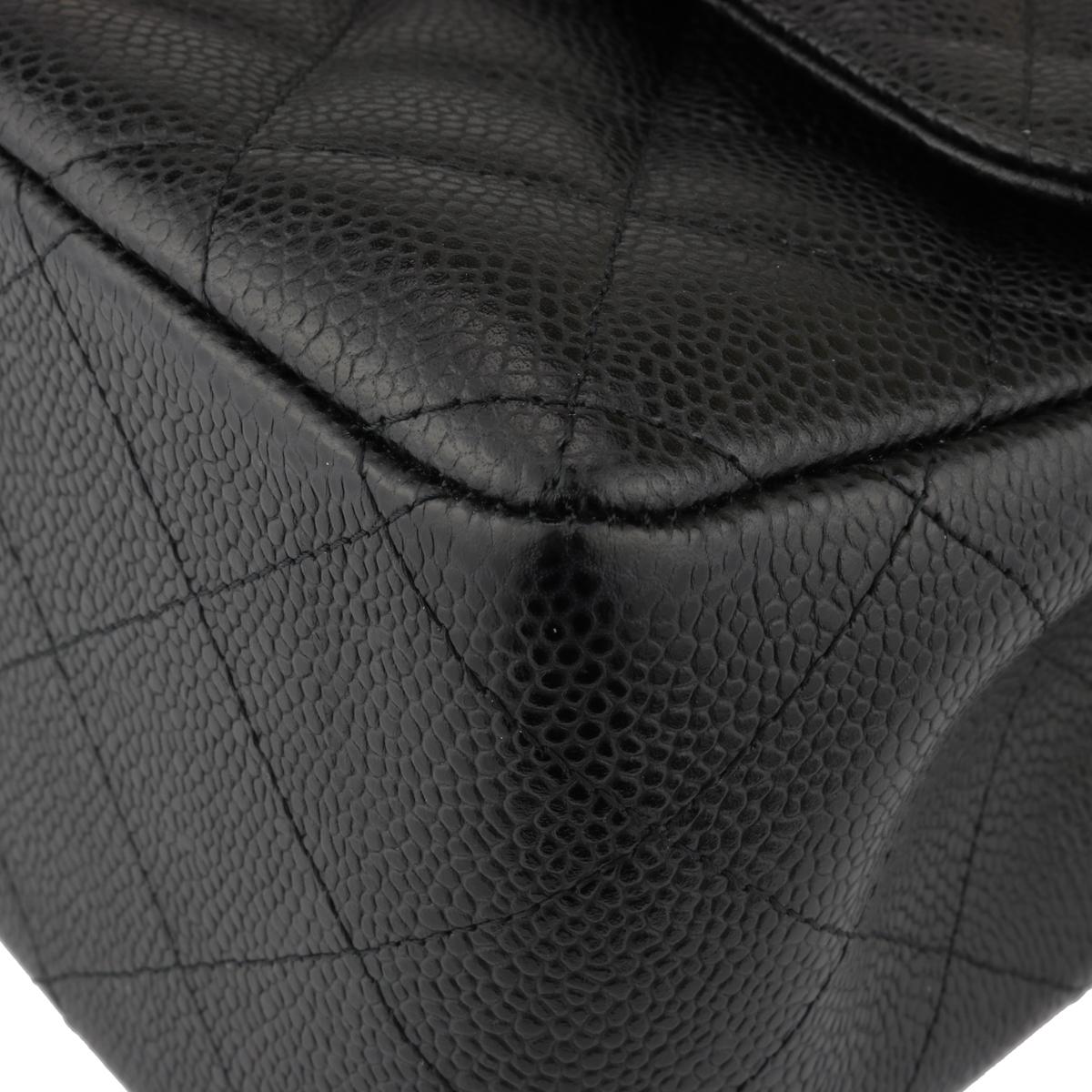 CHANEL Double Flap Jumbo Bag Black Caviar with Gold Hardware 2015 5