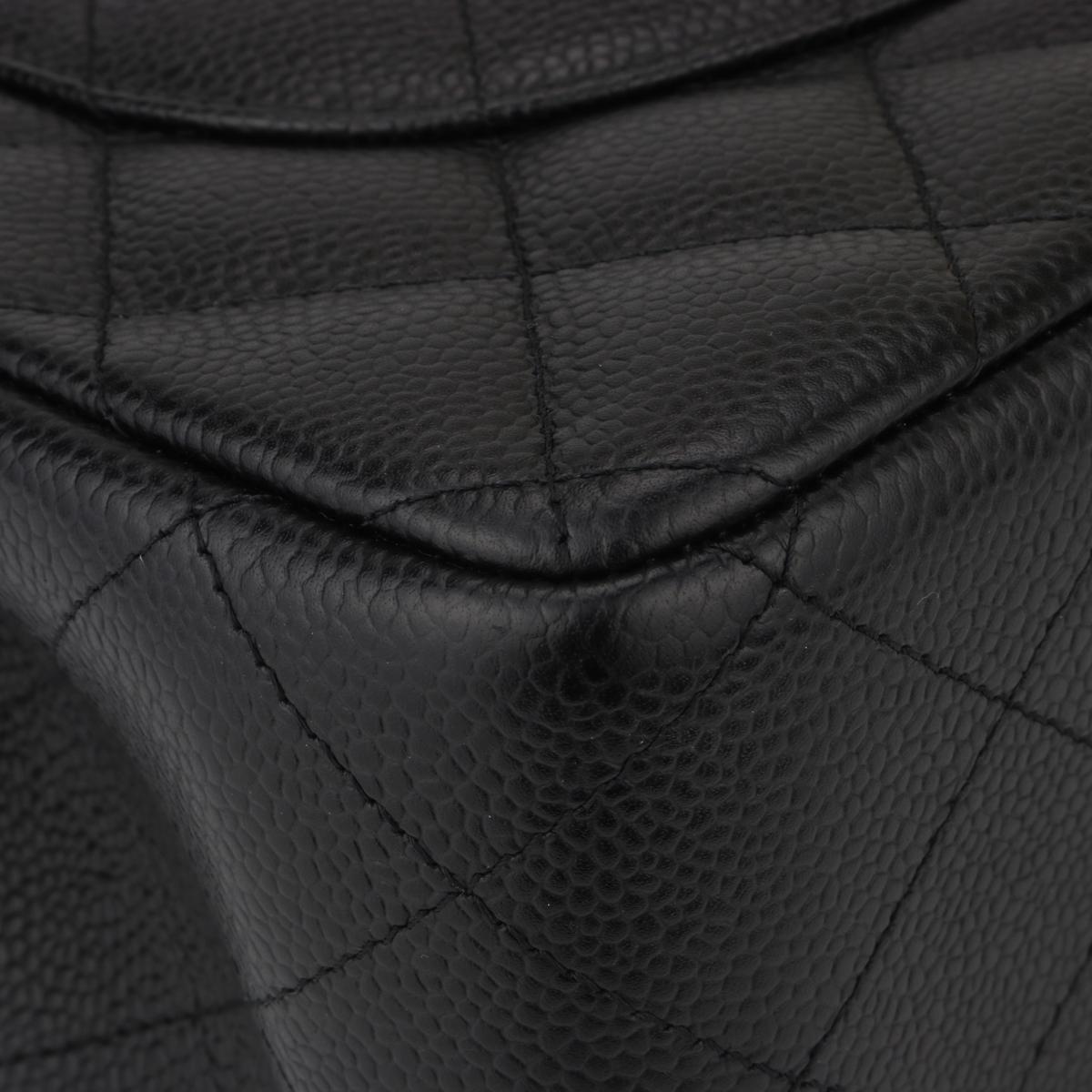CHANEL Double Flap Jumbo Bag Black Caviar with Gold Hardware 2016 6