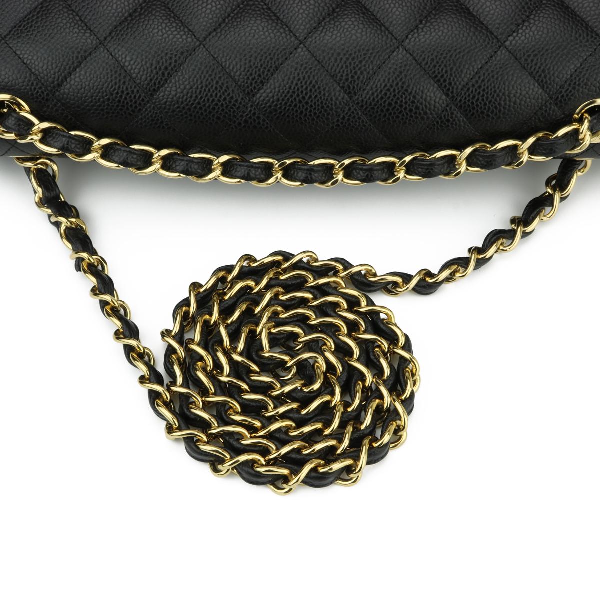 CHANEL Double Flap Jumbo Bag Black Caviar with Gold Hardware 2016 8