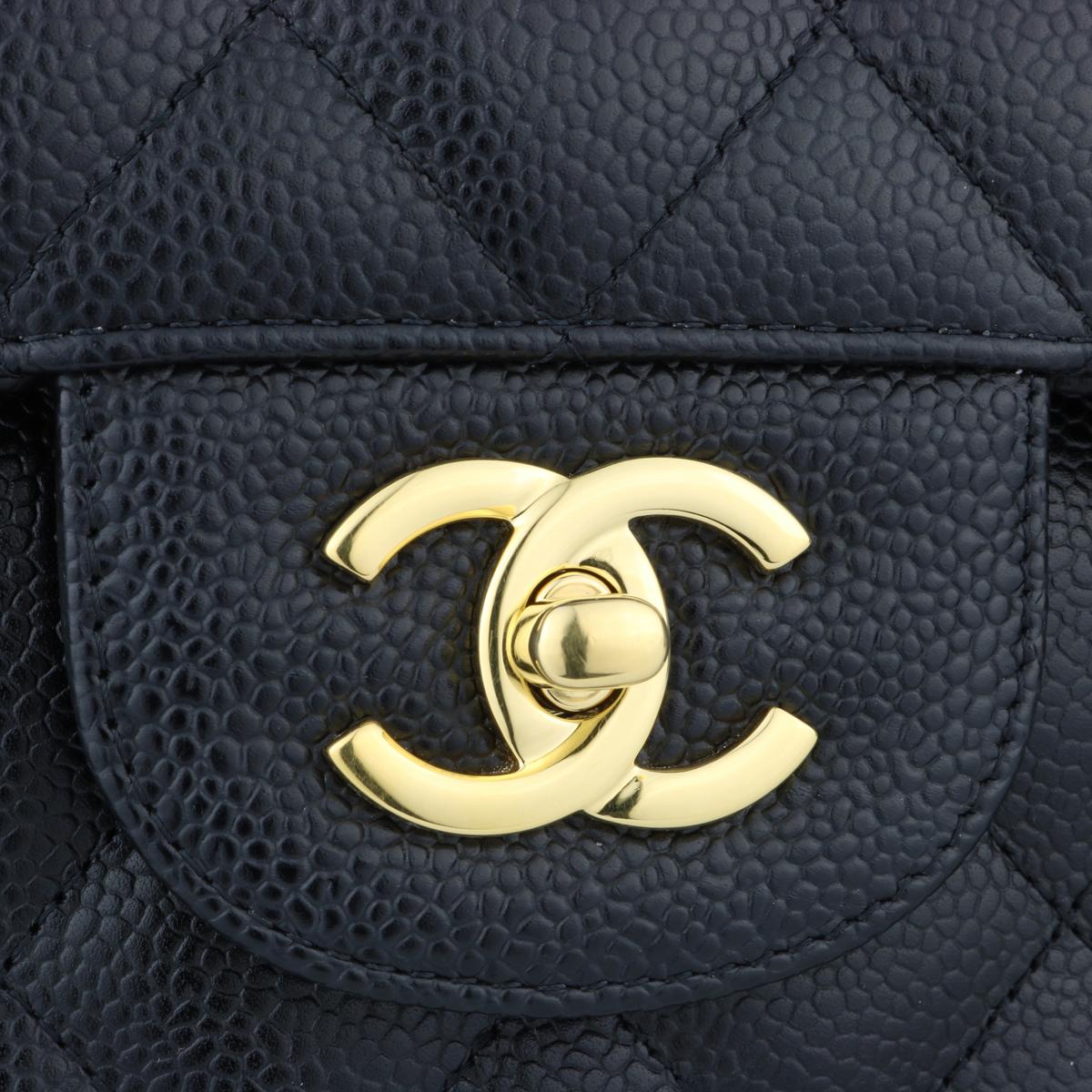 Women's or Men's CHANEL Double Flap Jumbo Bag Black Caviar with Gold Hardware 2016