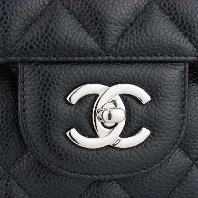 Chanel Grey Quilted Caviar Mini Rectangular Classic Flap Silver Hardware, 2017 (Like New), Womens Handbag