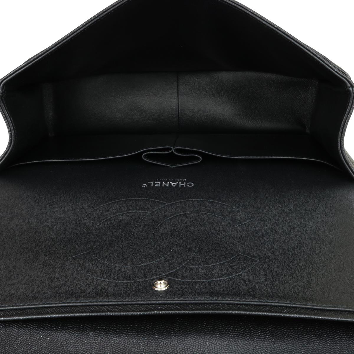 CHANEL Double Flap Jumbo Bag Black Iridescent Caviar with Gunmetal Hardware 2018 9