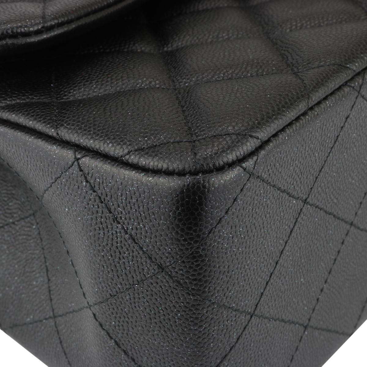 CHANEL Double Flap Jumbo Bag Black Iridescent Caviar with Gunmetal Hardware 2018 1