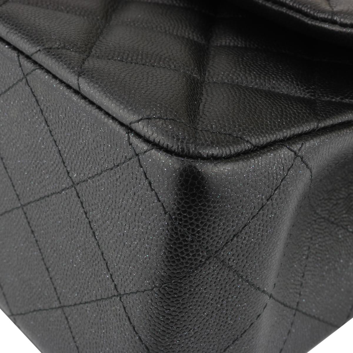 CHANEL Double Flap Jumbo Bag Black Iridescent Caviar with Gunmetal Hardware 2018 2
