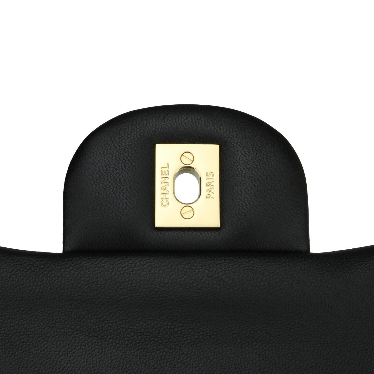 CHANEL Double Flap Jumbo Bag Black Lambskin with Gold Hardware 2010 8