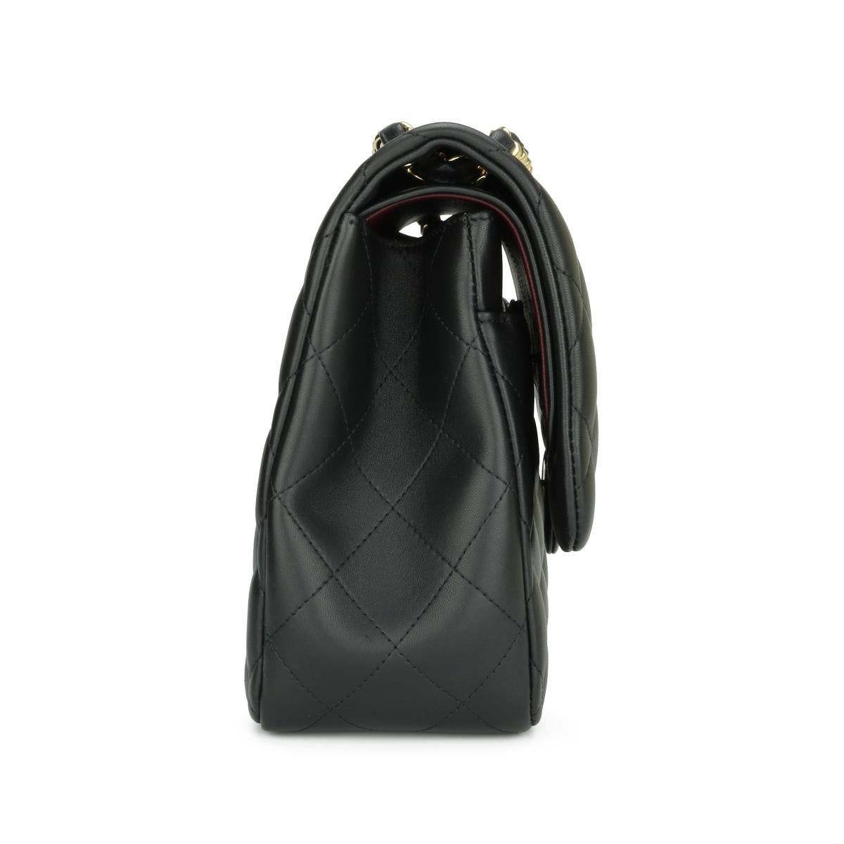 Women's or Men's CHANEL Double Flap Jumbo Bag Black Lambskin with Gold Hardware 2010