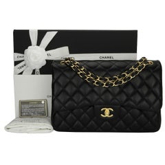CHANEL Double Flap Jumbo Bag Black Lambskin with Gold Hardware 2013
