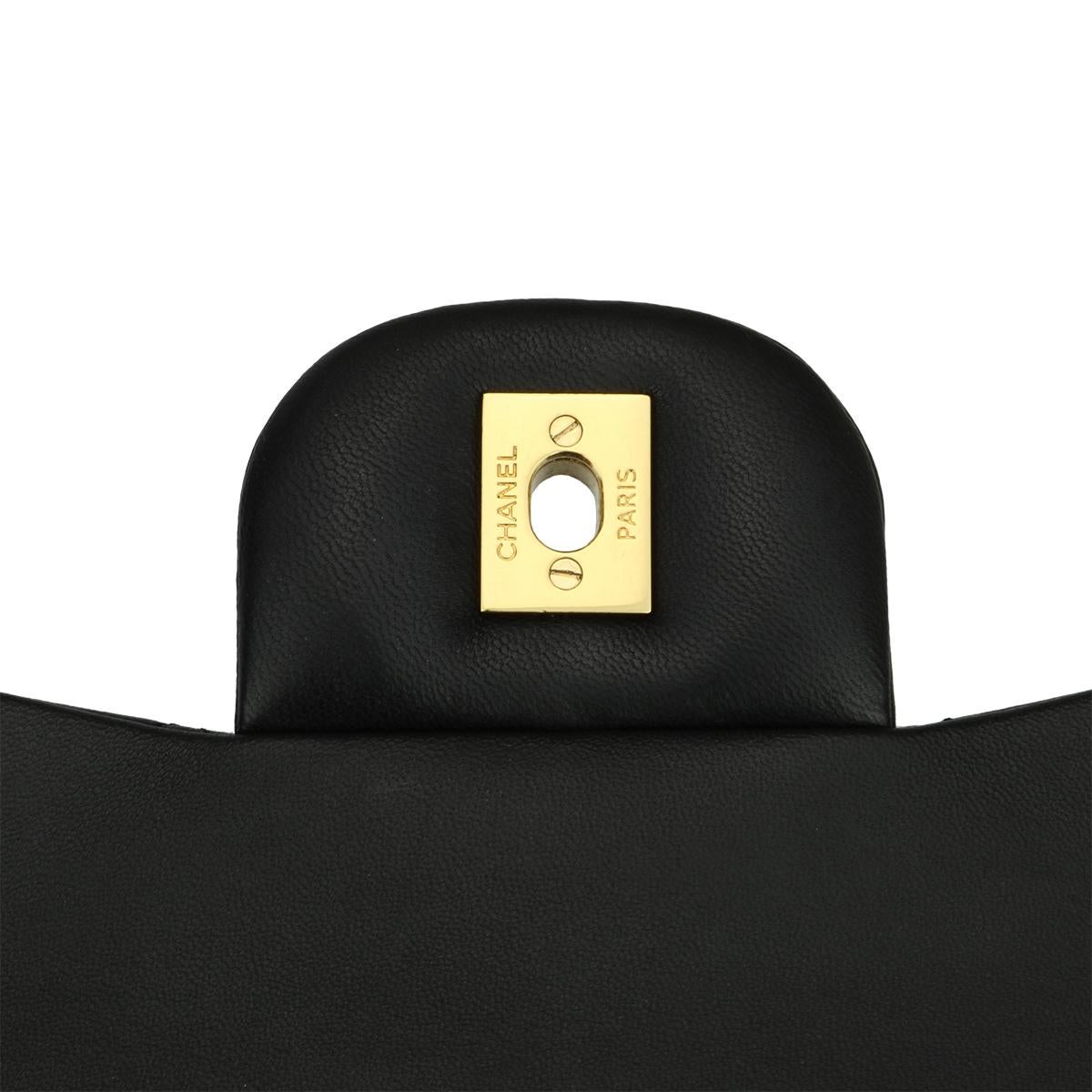 CHANEL Double Flap Jumbo Bag Black Lambskin with Gold Hardware 2014 10