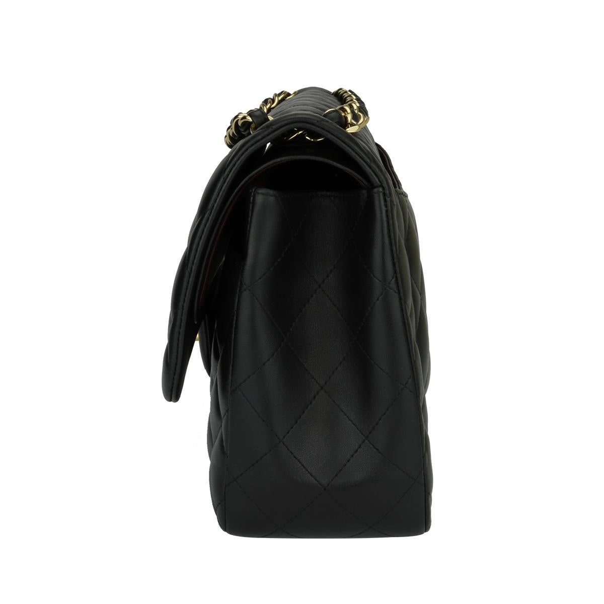 CHANEL Double Flap Jumbo Bag Black Lambskin with Gold Hardware 2014 2