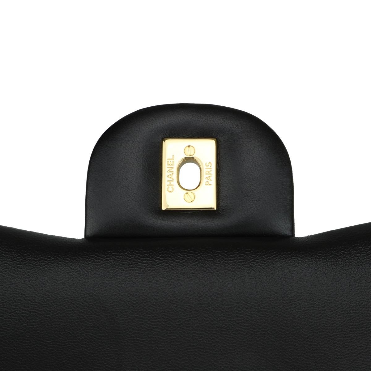 CHANEL Double Flap Jumbo Bag Black Lambskin with Gold Hardware 2018 7