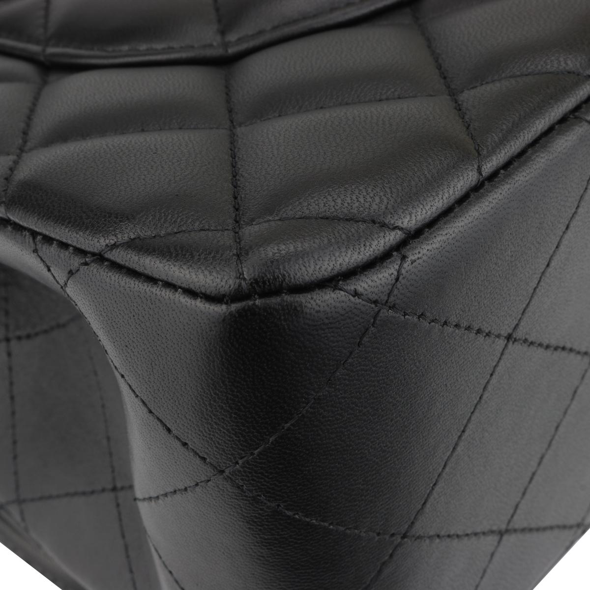 CHANEL Double Flap Jumbo Bag Black Lambskin with Silver Hardware 2015 3
