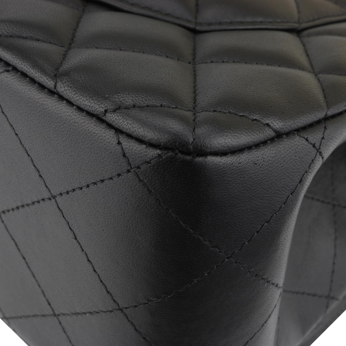 CHANEL Double Flap Jumbo Bag Black Lambskin with Silver Hardware 2015 4