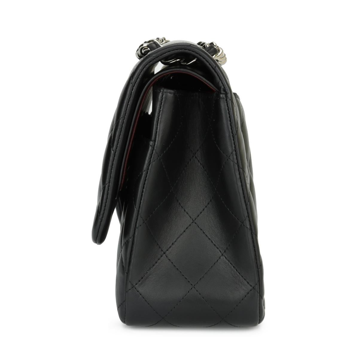 CHANEL Double Flap Jumbo Bag Black Lambskin with Silver Hardware 2015 1
