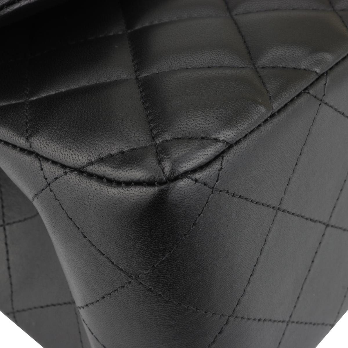 CHANEL Double Flap Jumbo Bag Black Lambskin with Silver Hardware 2015 1