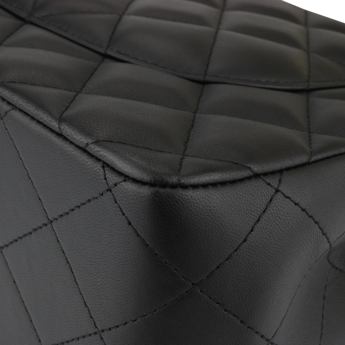 CHANEL Double Flap Jumbo Bag Black Lambskin with Silver Hardware 2016 5