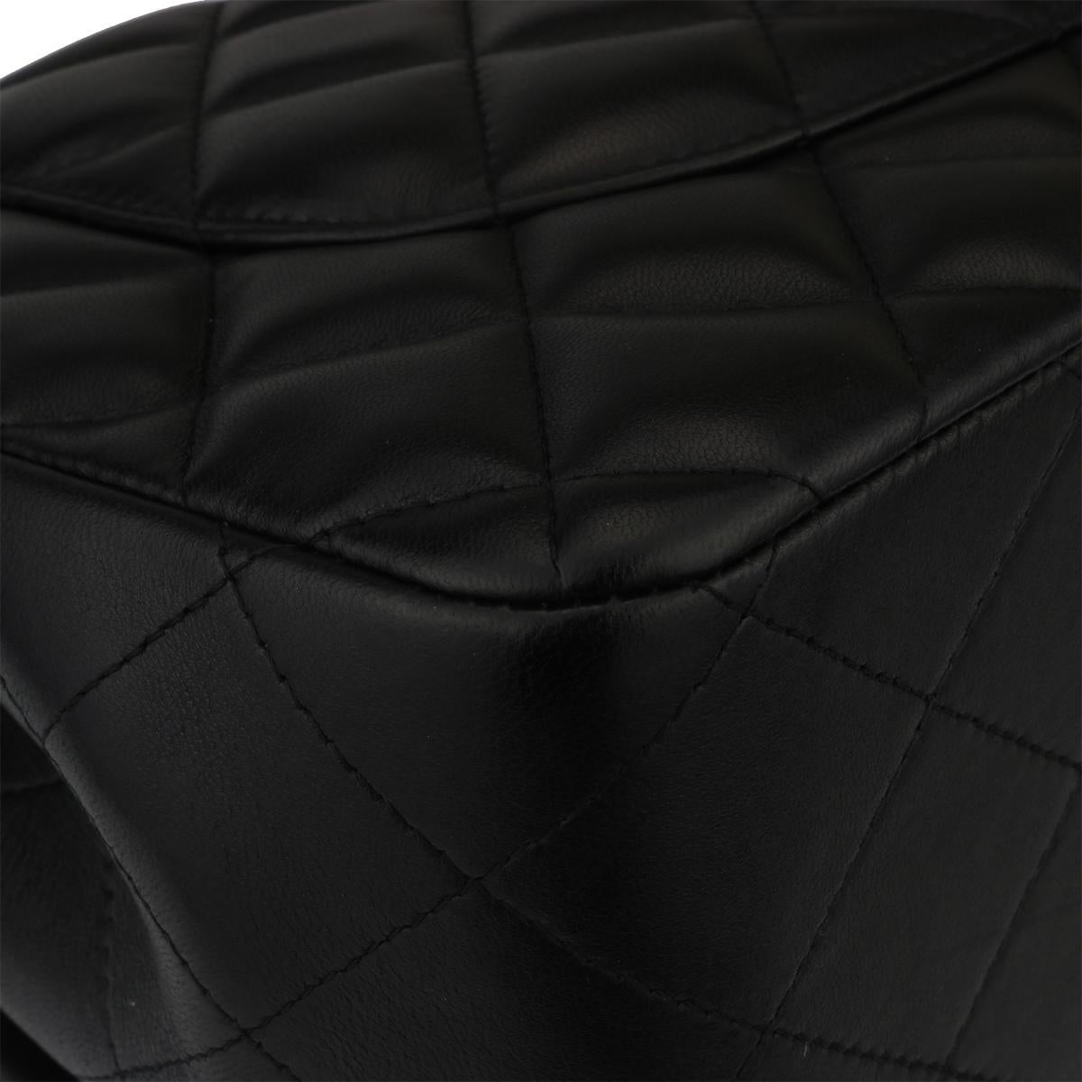 CHANEL Double Flap Jumbo Bag Black Lambskin with Silver Hardware 2016 6