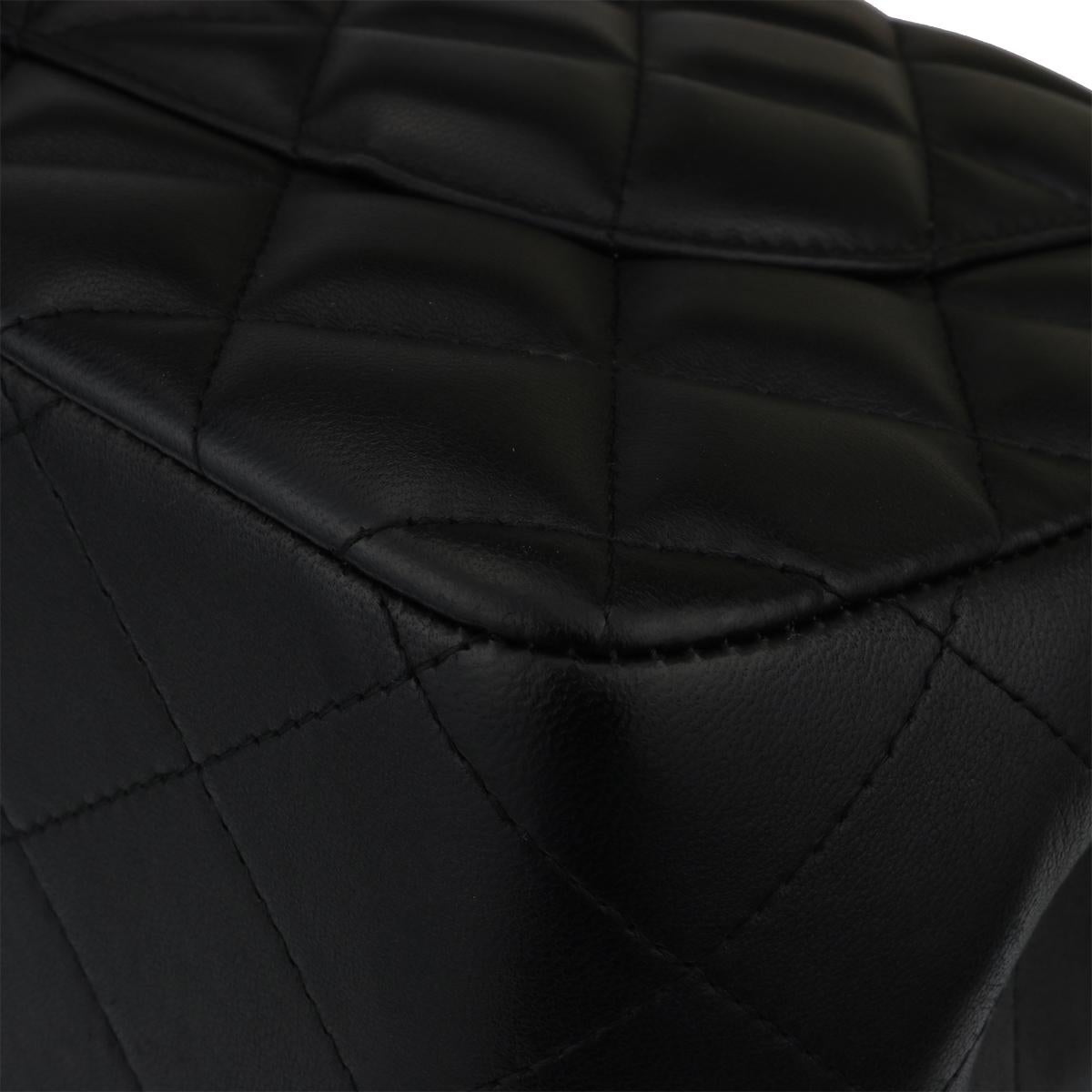 CHANEL Double Flap Jumbo Bag Black Lambskin with Silver Hardware 2016 7