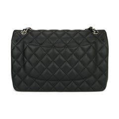 CHANEL Double Flap Jumbo Bag Black Lambskin with Silver Hardware 2016