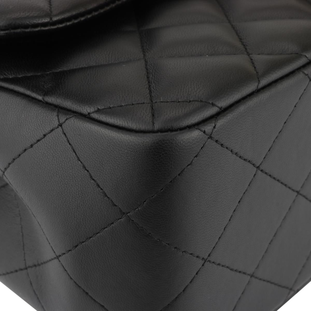 CHANEL Double Flap Jumbo Bag Black Lambskin with Silver Hardware 2016 2