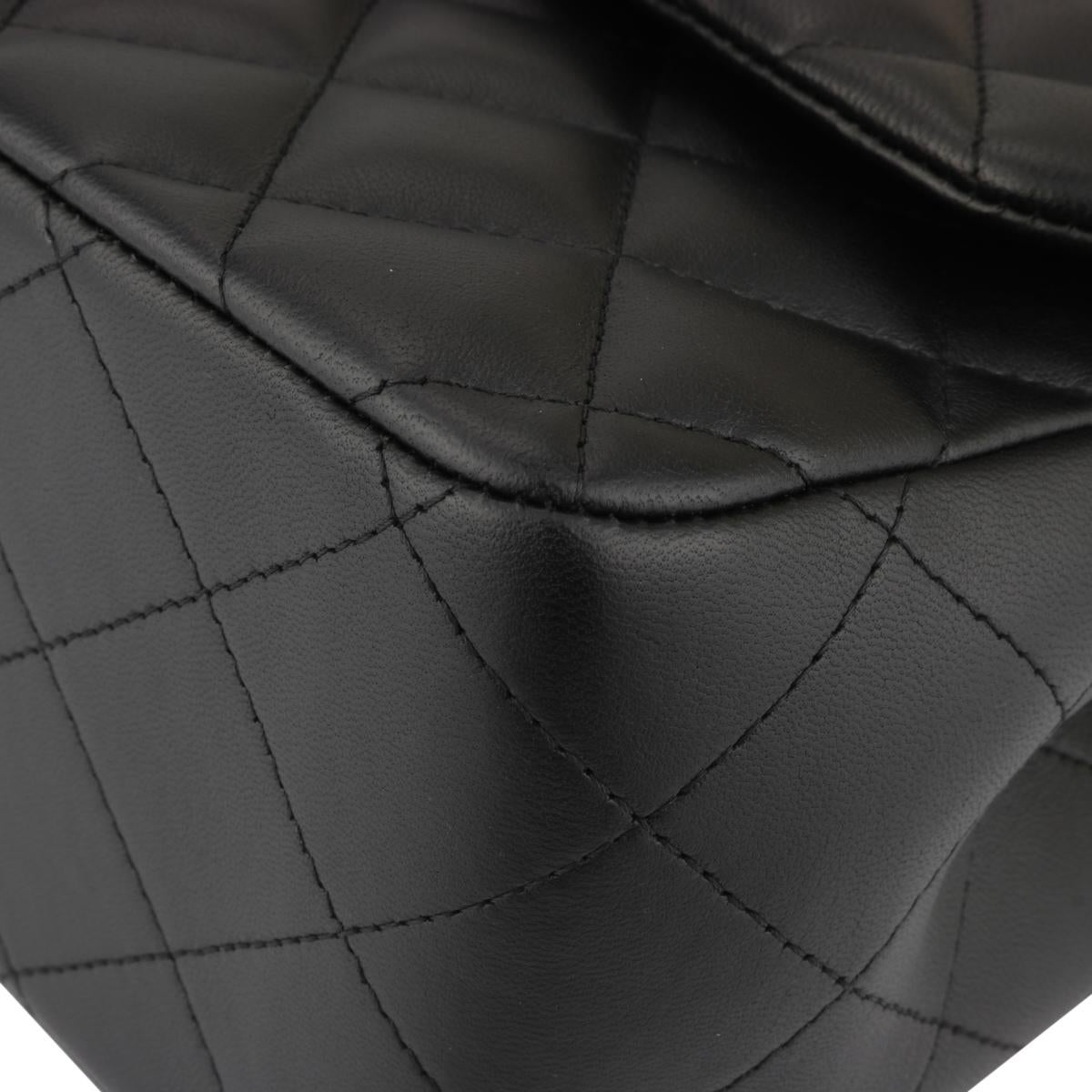 CHANEL Double Flap Jumbo Bag Black Lambskin with Silver Hardware 2016 3
