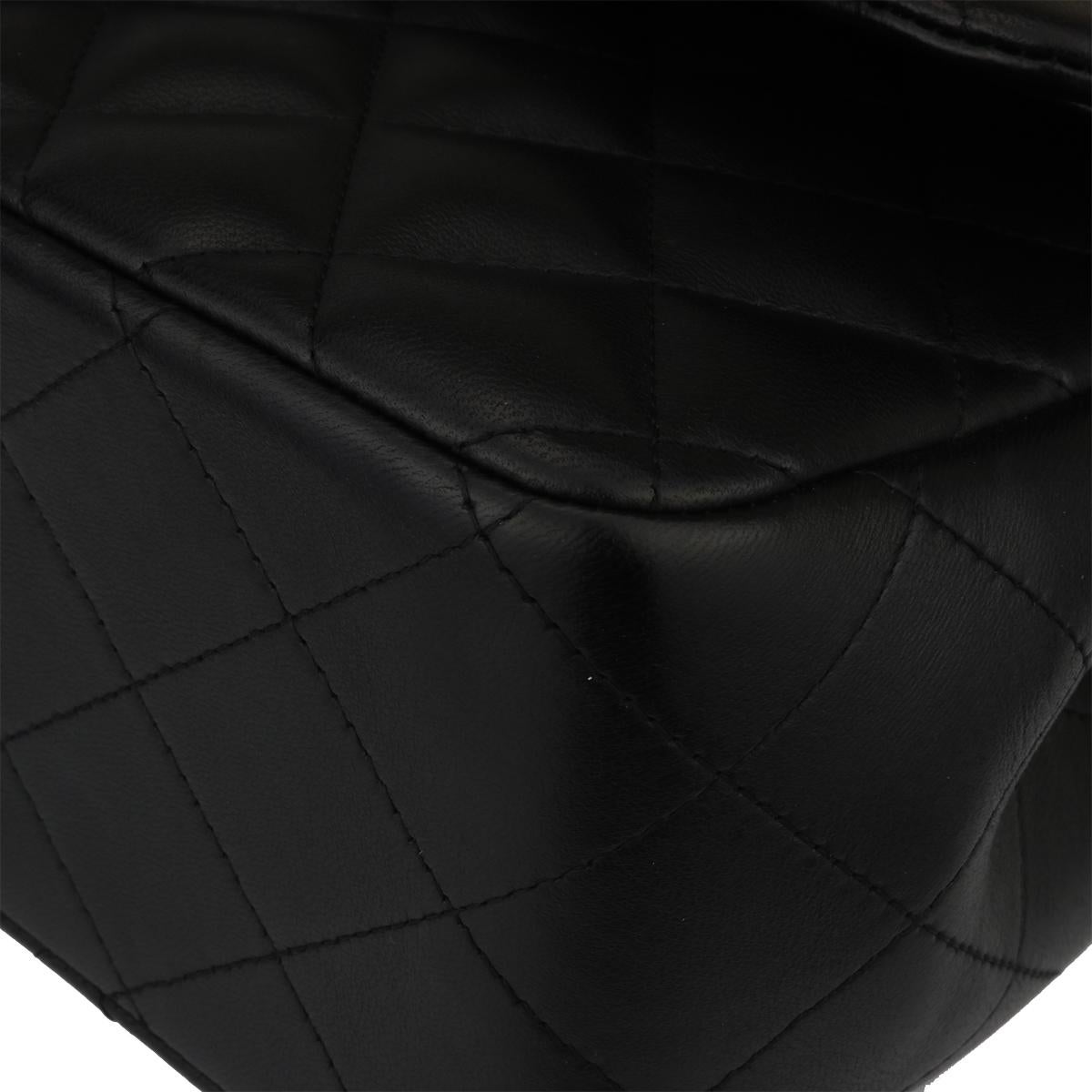 CHANEL Double Flap Jumbo Bag Black Lambskin with Silver Hardware 2016 5