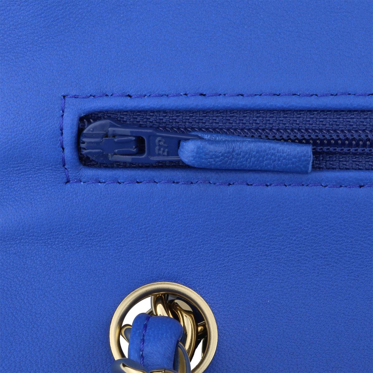 CHANEL Double Flap Jumbo Bag Blue Lambskin with Light Gold Hardware 2016 8