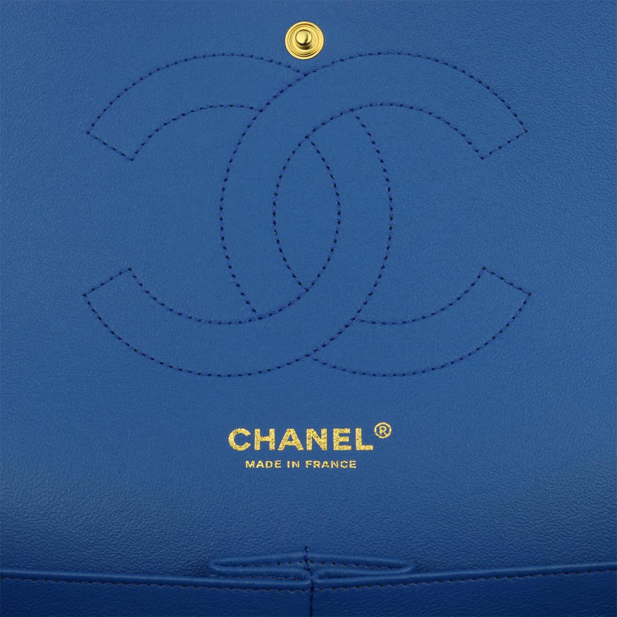 CHANEL Double Flap Jumbo Bag Blue Lambskin with Light Gold Hardware 2016 12