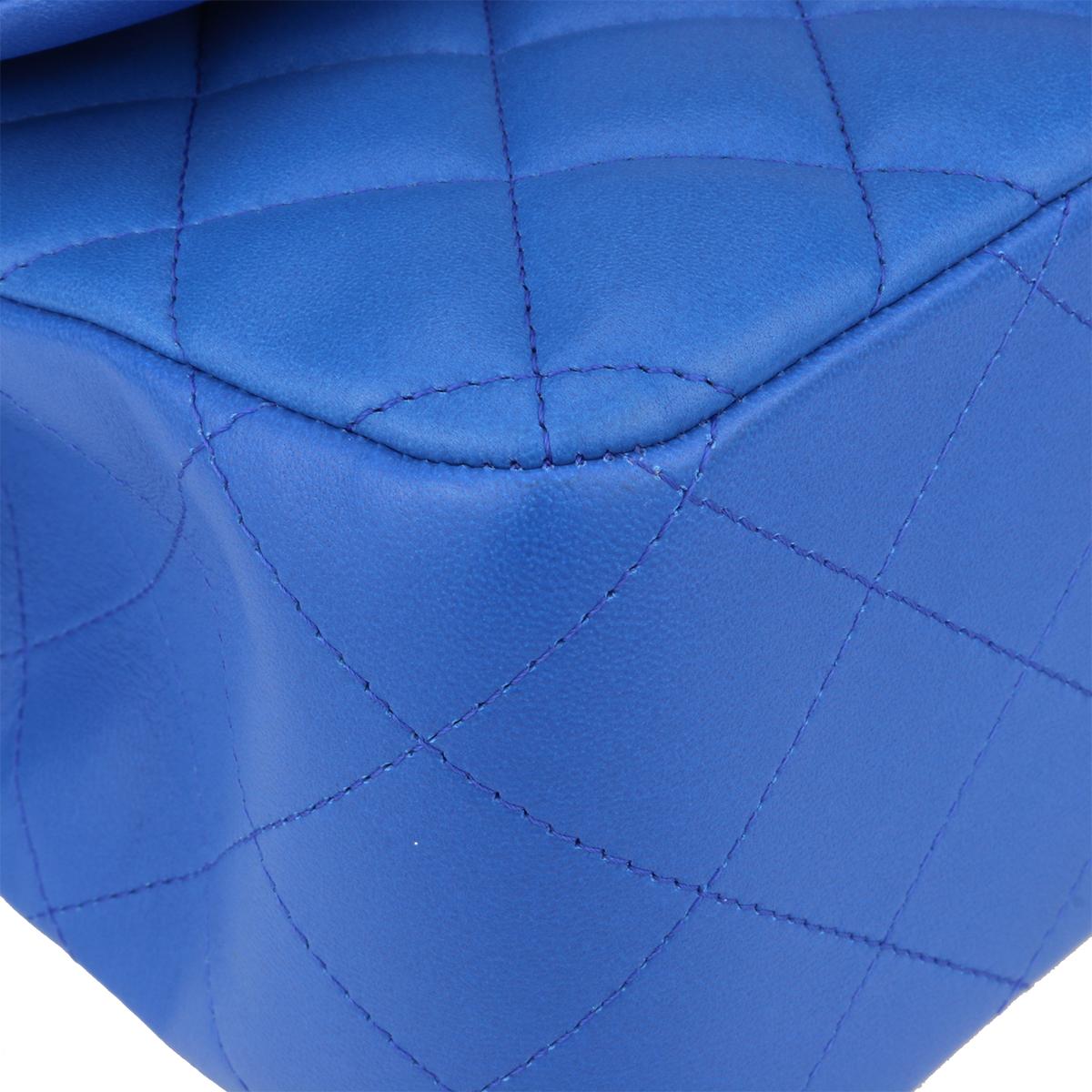 CHANEL Double Flap Jumbo Bag Blue Lambskin with Light Gold Hardware 2016 1