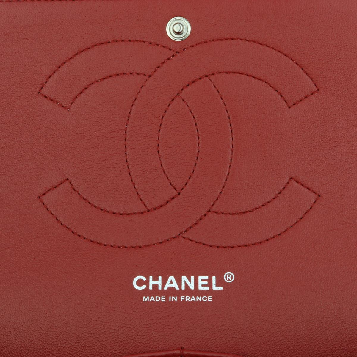 CHANEL Double Flap Jumbo Bag Red Caviar with Silver Hardware 2011 13