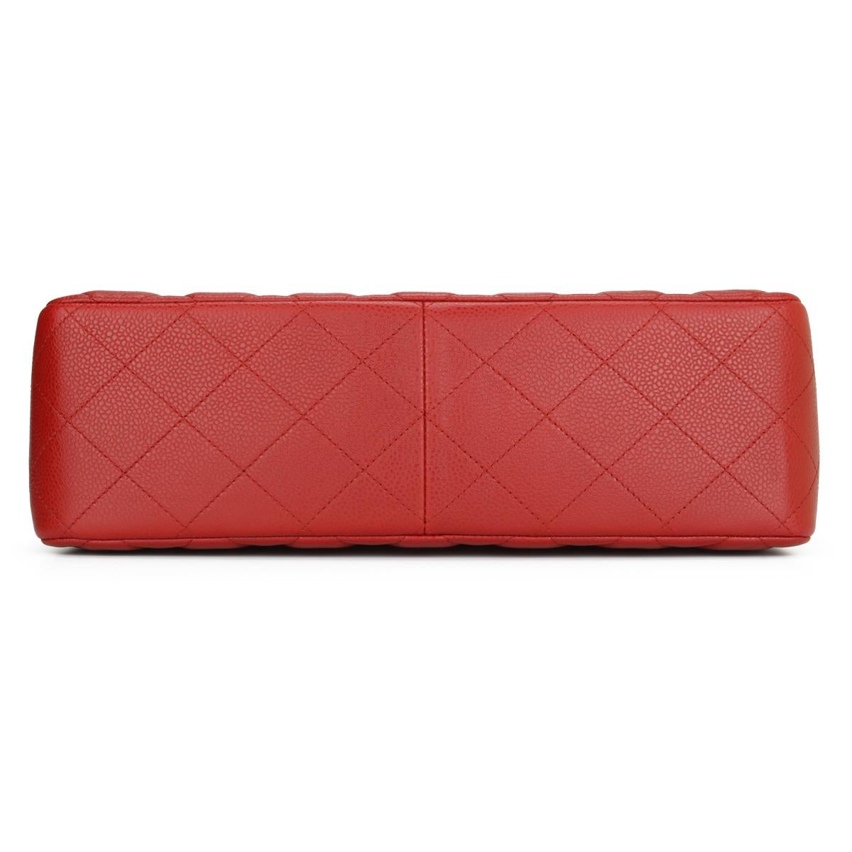 CHANEL Double Flap Jumbo Bag Red Caviar with Silver Hardware 2011 3