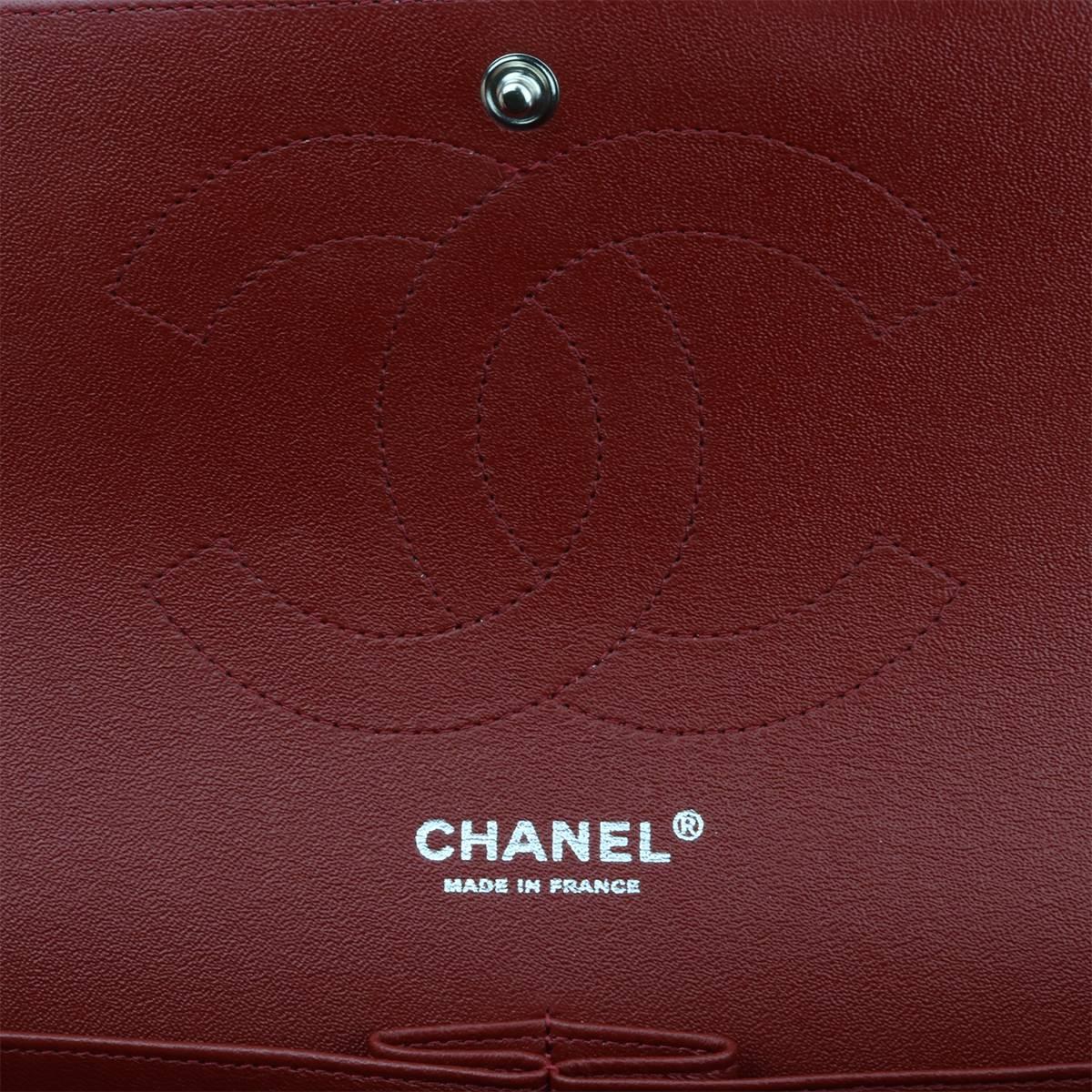 CHANEL Double Flap Jumbo Bag Red Lambskin with Light Gunmetal Hardware 2014 12