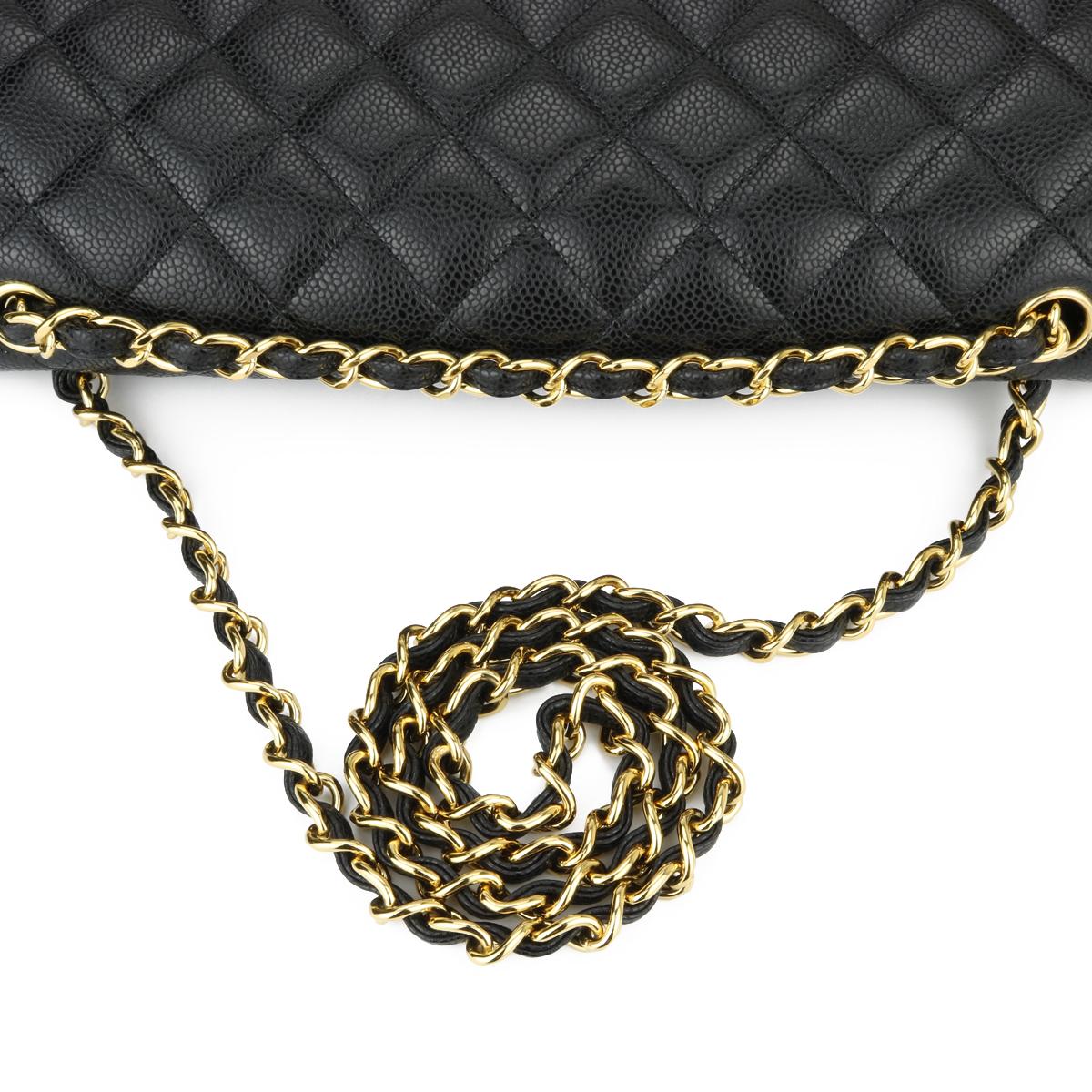 CHANEL Double Flap Maxi Bag Black Caviar with Gold Hardware 2011 5
