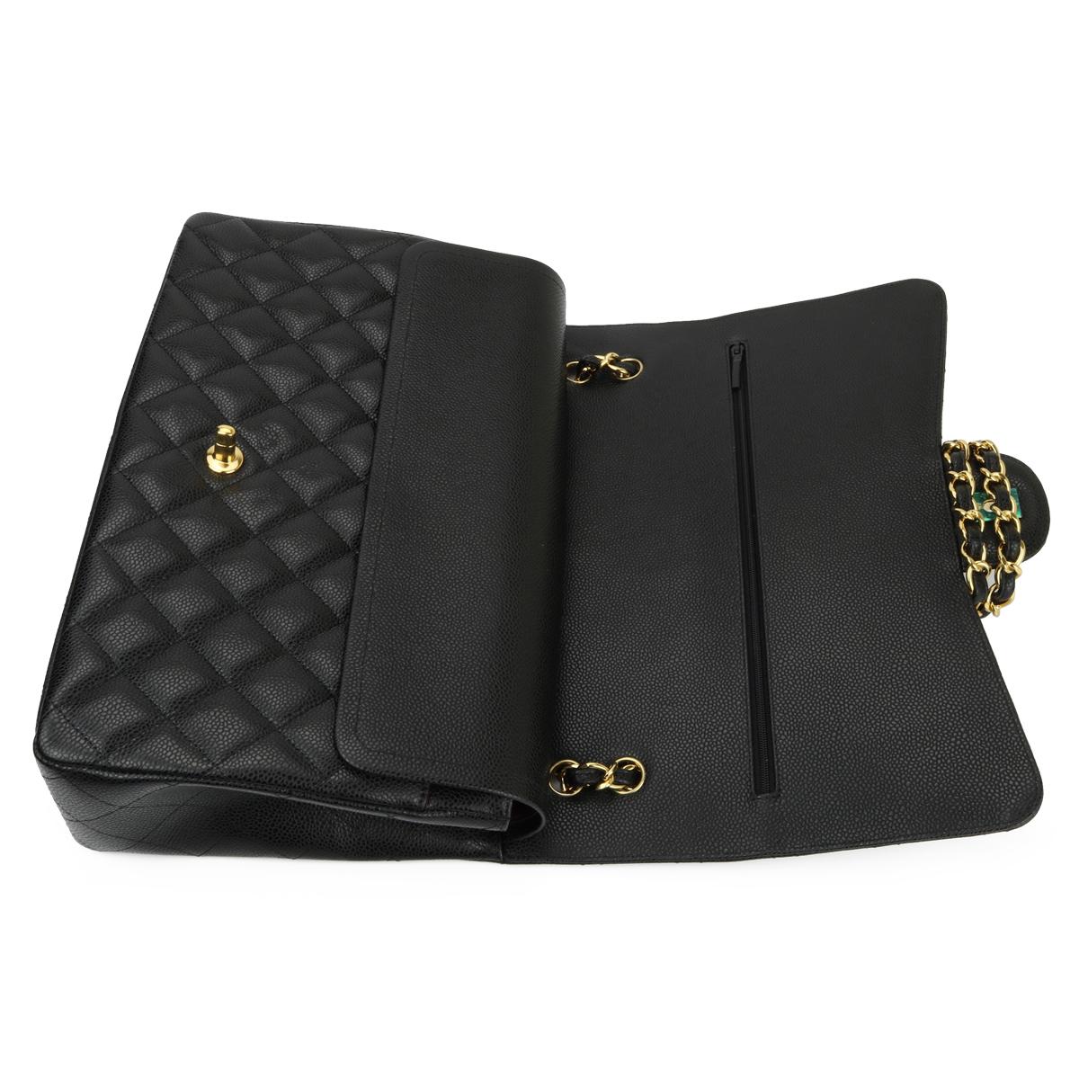 CHANEL Double Flap Maxi Bag Black Caviar with Gold Hardware 2011 6