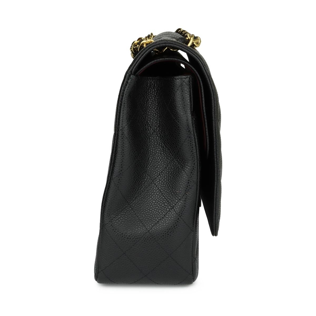 CHANEL Double Flap Maxi Bag Black Caviar with Gold Hardware 2011 In Excellent Condition In Huddersfield, GB
