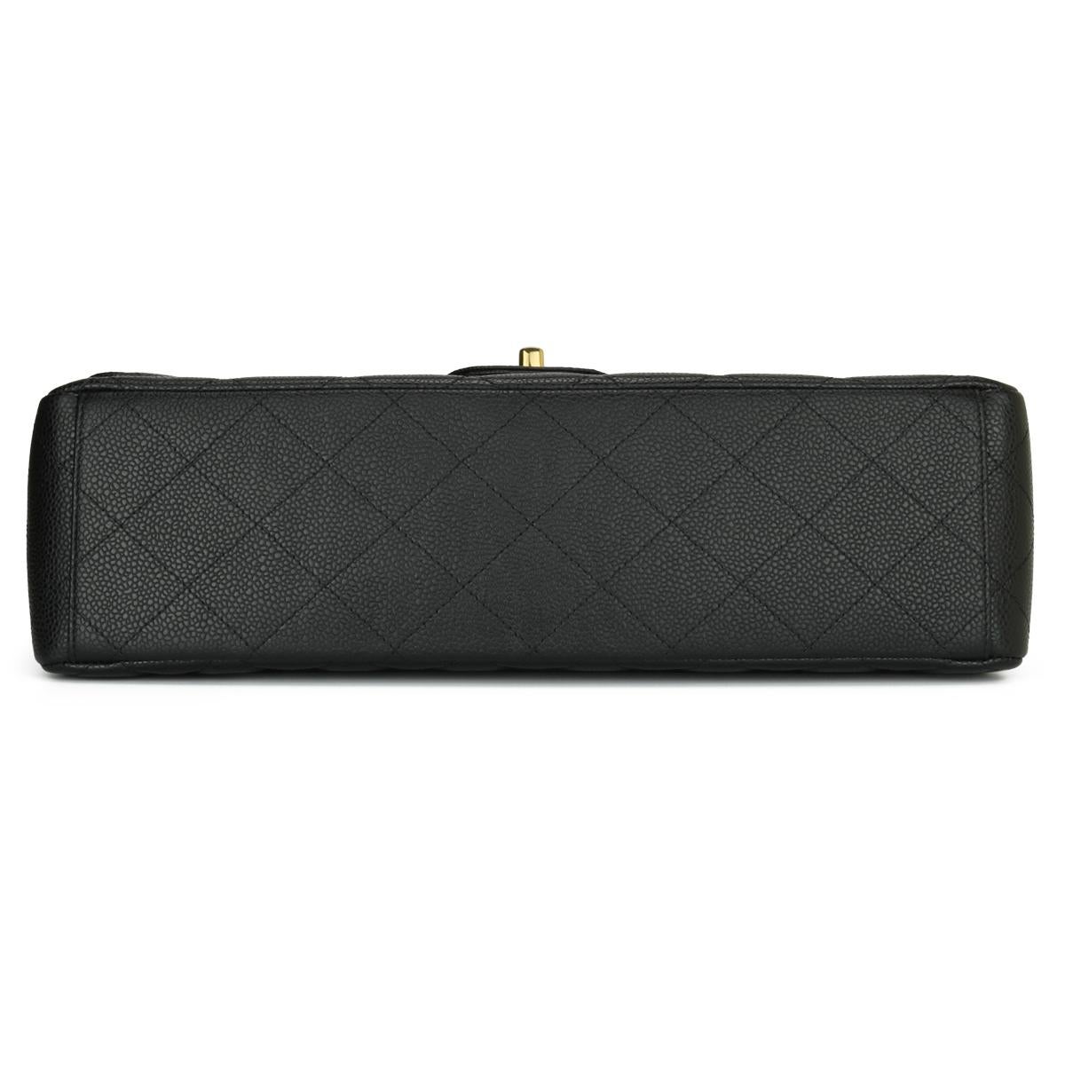 Women's or Men's CHANEL Double Flap Maxi Bag Black Caviar with Gold Hardware 2011