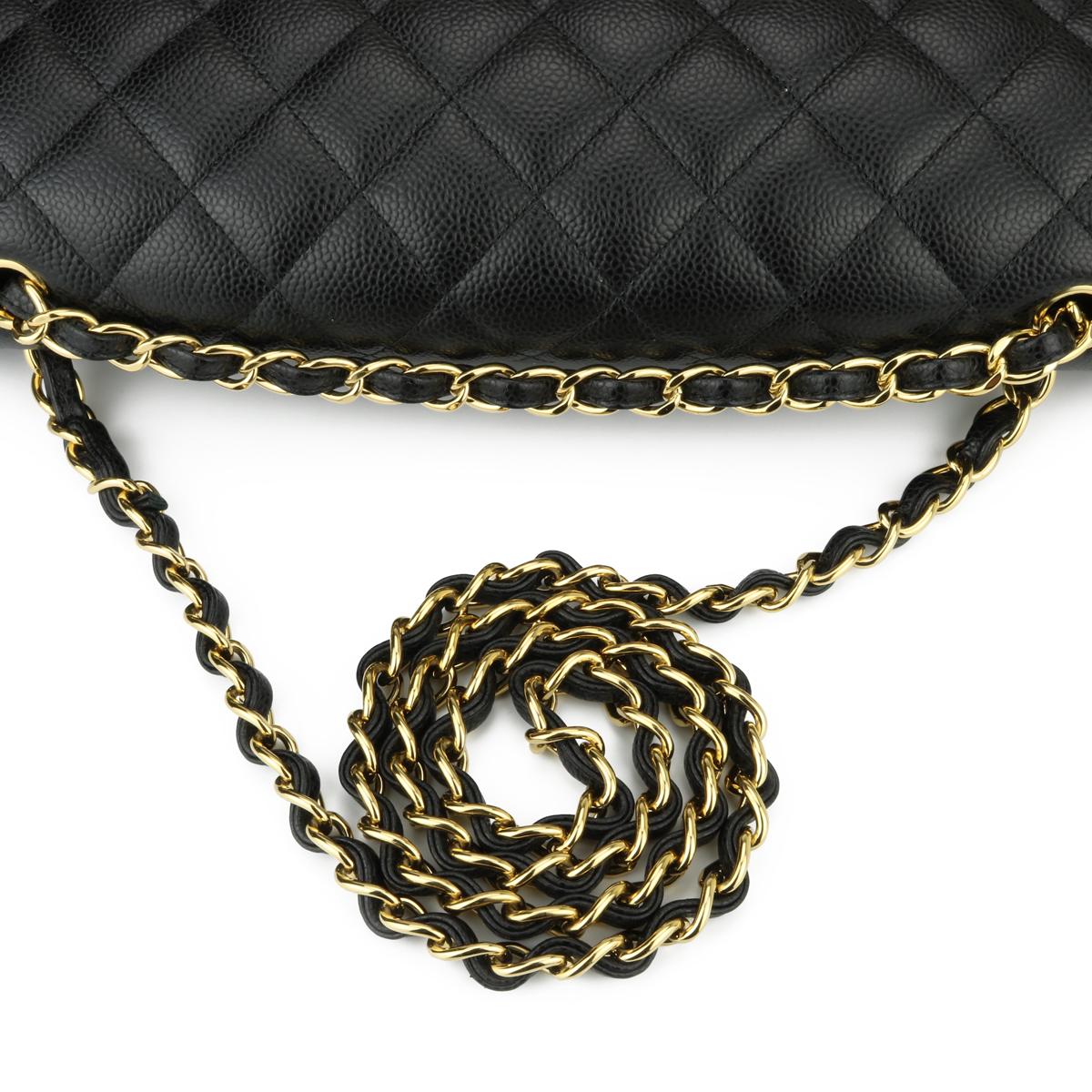 CHANEL Double Flap Maxi Bag Black Caviar with Gold Hardware 2018 8