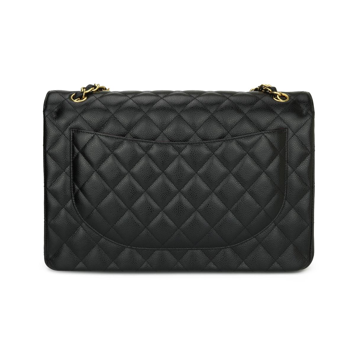chanel maxi flap bag in black caviar with gold hardware