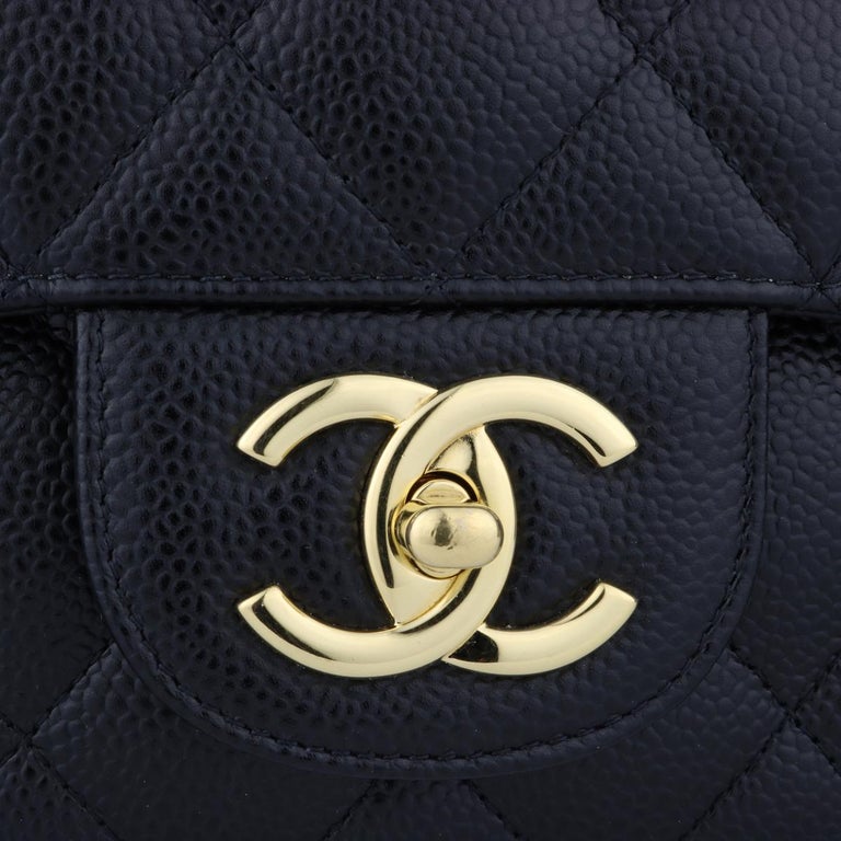 Women's or Men's CHANEL Double Flap Maxi Bag Black Caviar with Gold Hardware 2018 For Sale